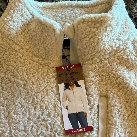 NEW Eddie Bauer Ivory Fleece Jacket - Picture 3 of 8